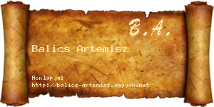 Balics Artemisz névjegykártya